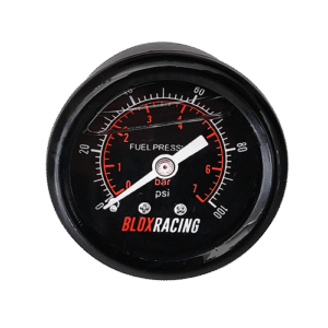 BLOX Racing Liquid-Filled Fuel Pressure Gauge Kit - Black Face 0-100psi - New Style